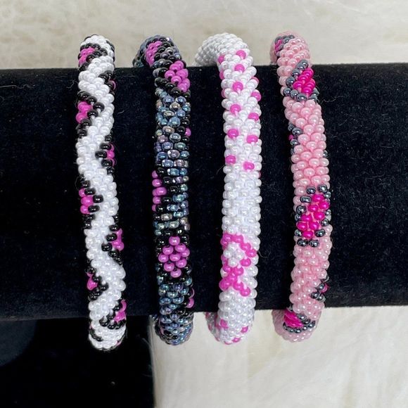 ALL PROFITS TO CHARITY! Bracelets Hand Crocheted in Nepal (set of 4) #683 - Picture 4 of 5